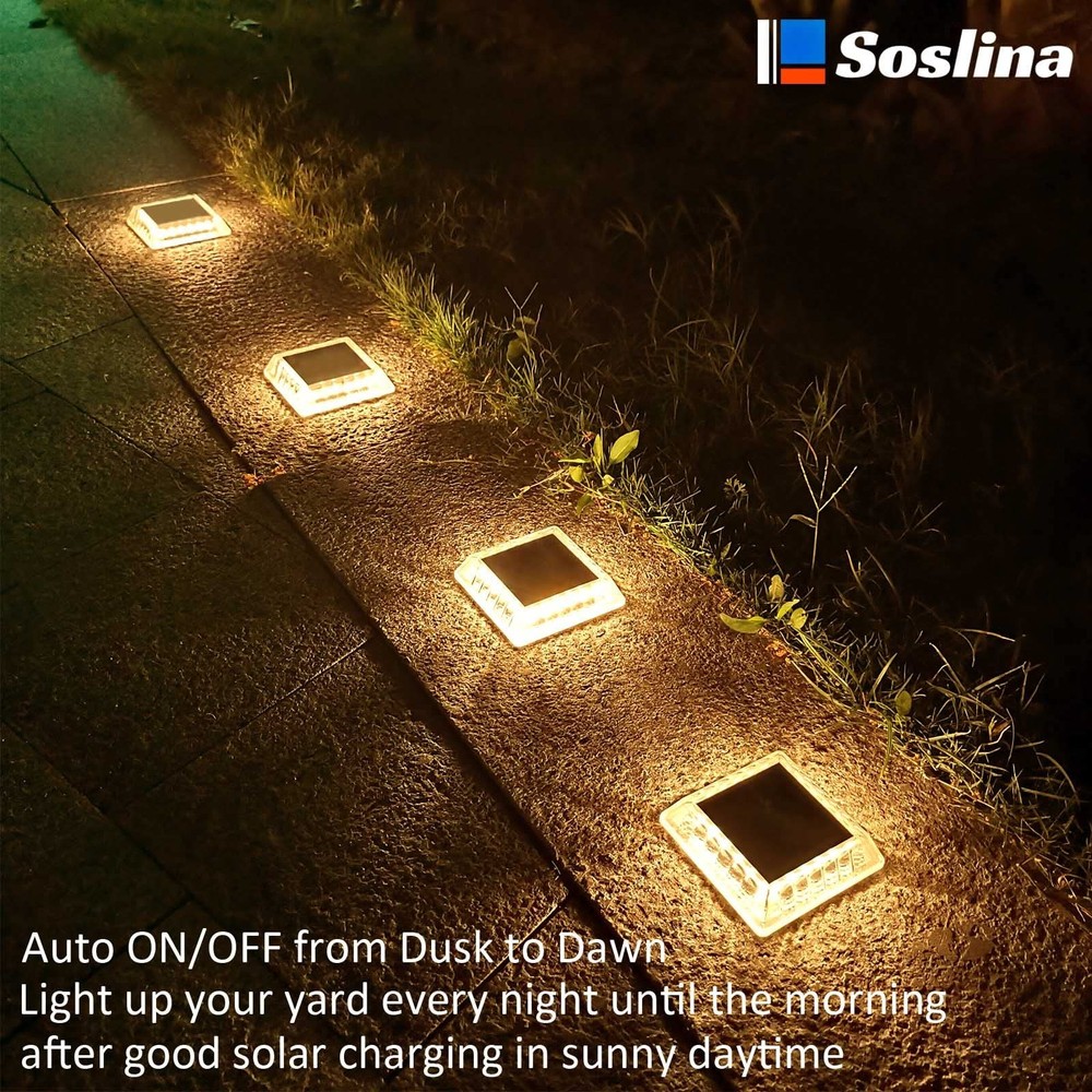 Solar Powered Deck Lights Driveway Walkway Dock Light Step Lamp Decoration