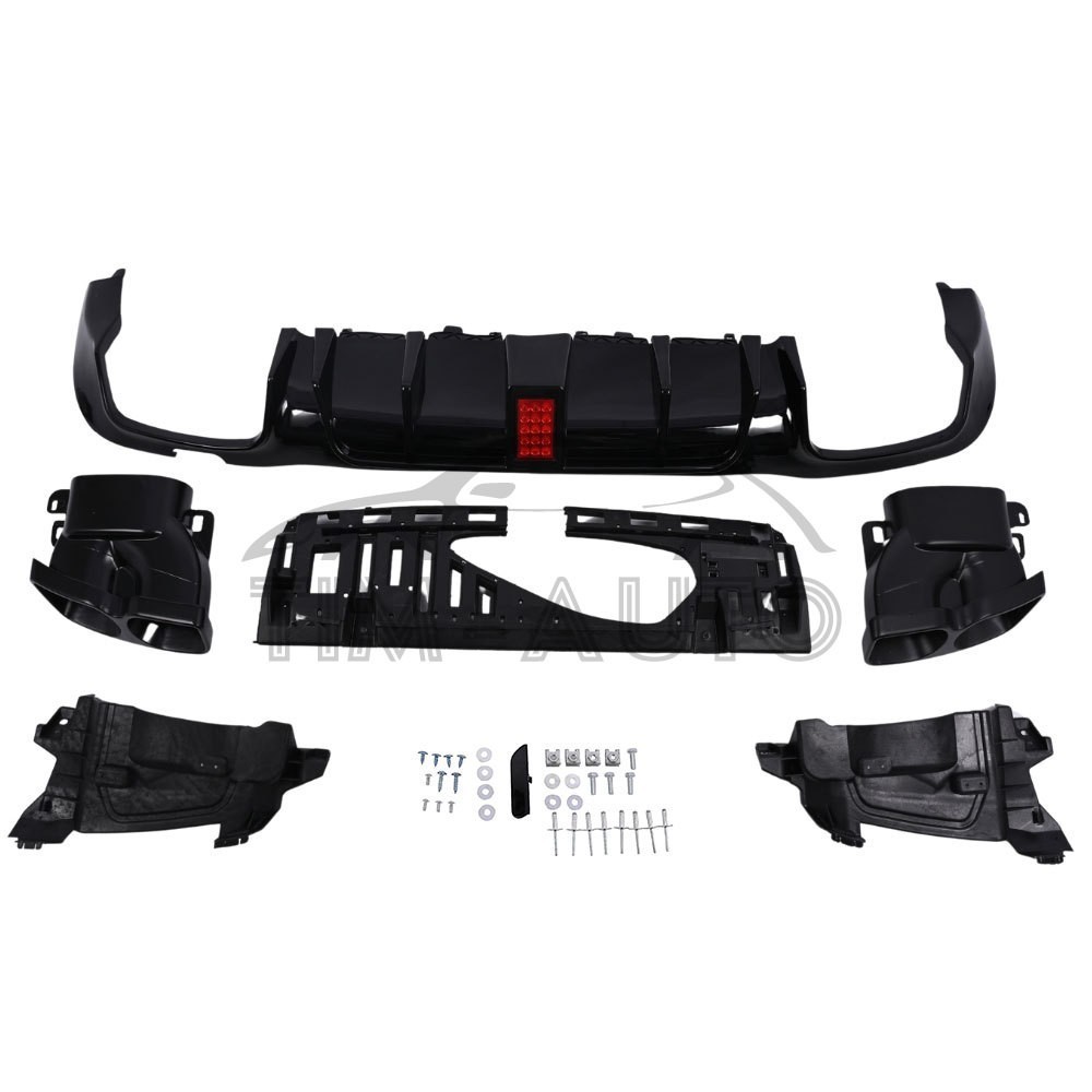 Rear Diffuser W/LED+Exhaust Tips For 2016-2020 Benz W213 E300 E43 E63