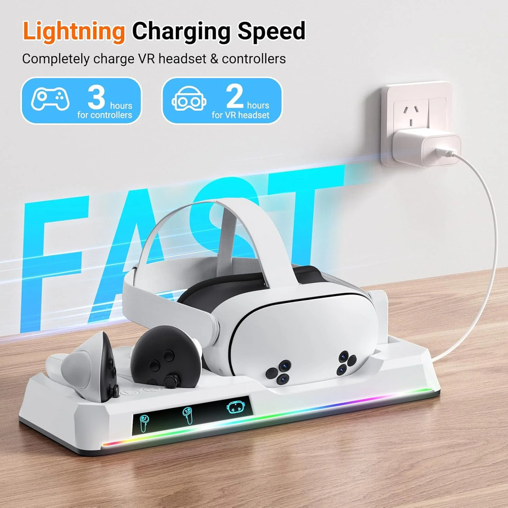 Fast Charging Dock for Meta Quest 3S/3 Magnetic VR Headset & Controller Charger