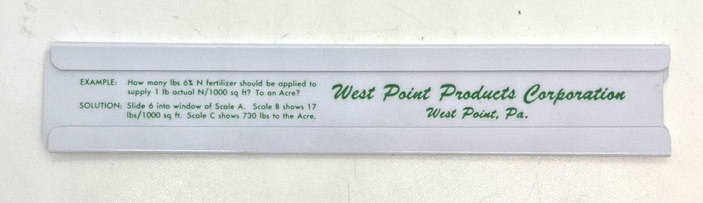 Fertilizer Slide Ruler Yard Volume Calculator West Point Modern Turfgrass Tool