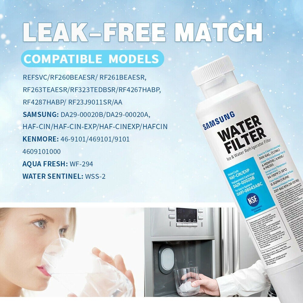 5 Pack Fit For DA29-00020B HAF-QIN/EXP Refrigerator Replacement Water Filter