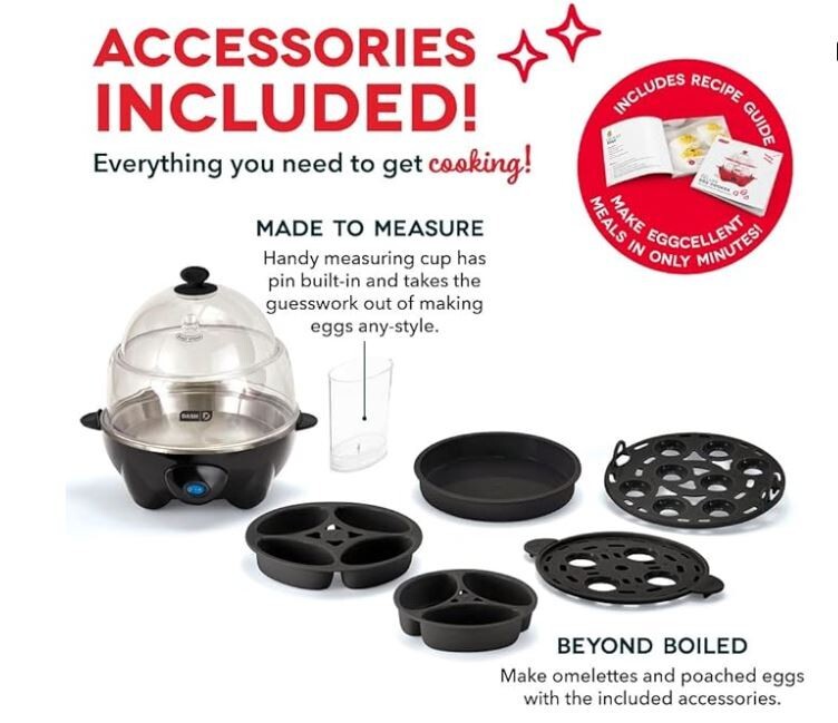 DASH Deluxe Rapid Egg Cooker for Hard Boiled, Poached, Scrambled Eggs, Omelets