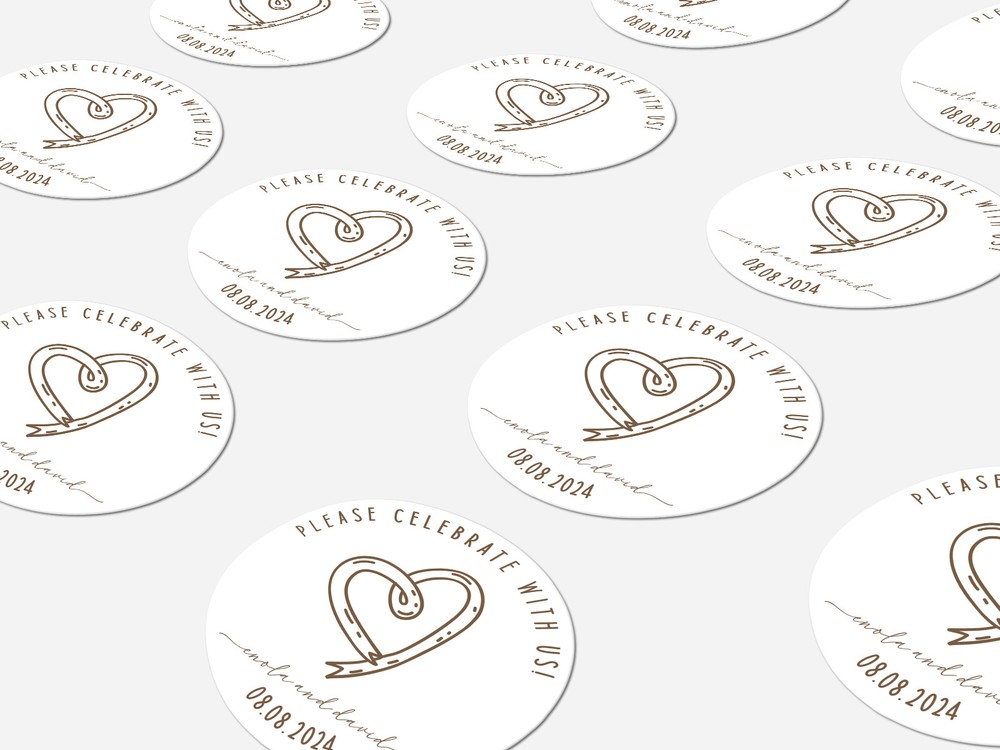 Personalised wedding round sticker labels, custom stickers
