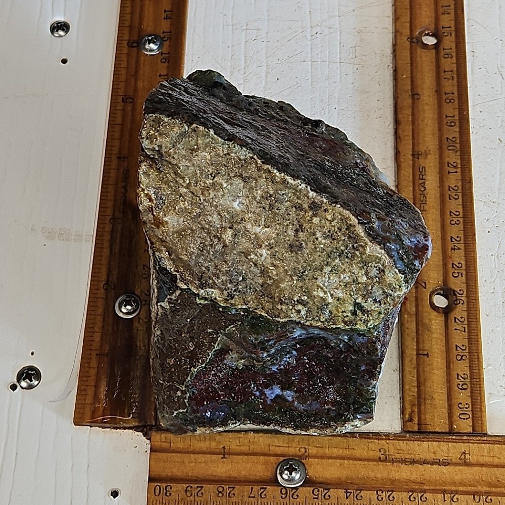 Red lightning agate rough. Beautiful blue color and moss pattern, 2LBs 2.0oz
