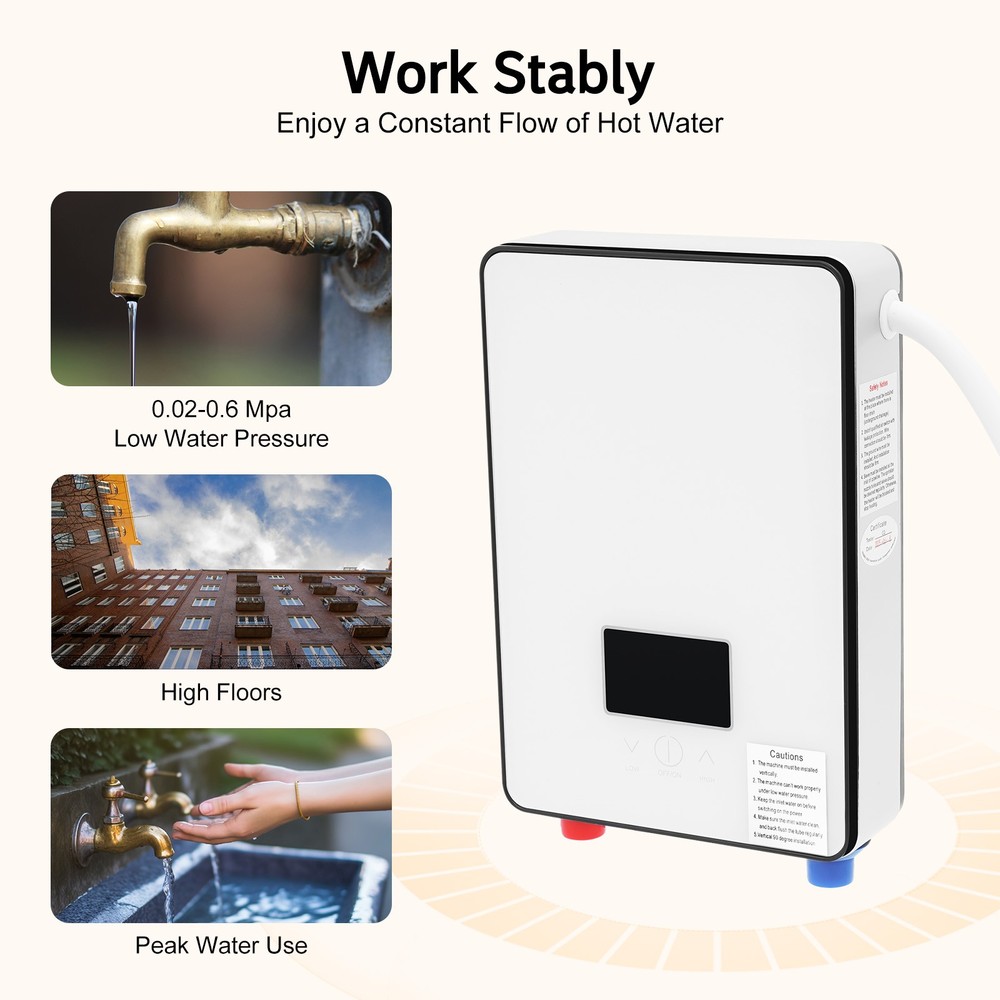 4500W Whole House Electric Tankless Instant Water Heater with Shower Head 110V