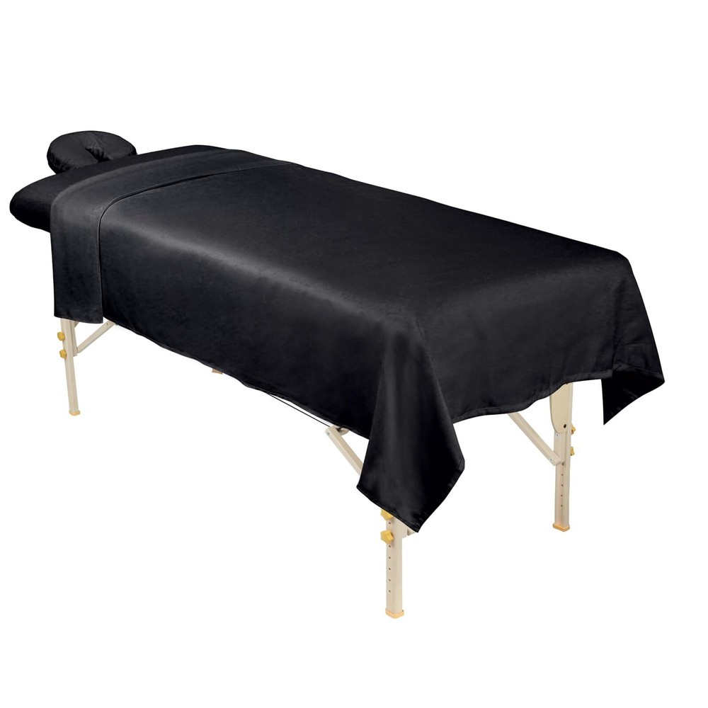 Black 3 Piece Microfiber Massage Sheet Set For Massage Tables And Face Rest