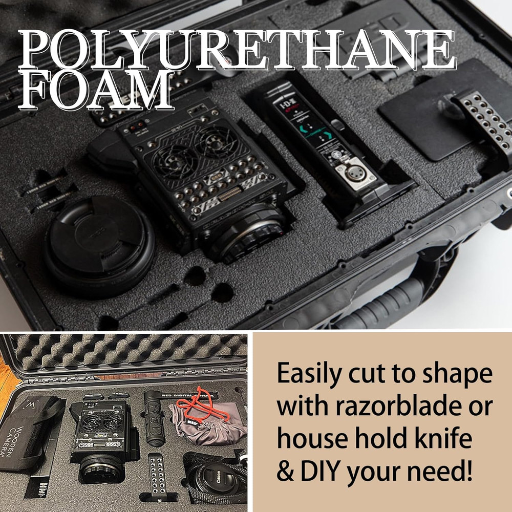 Foam Insert for Black Packing Foam Sheets,4 Pack Cuttable Polyurethane Cushioni