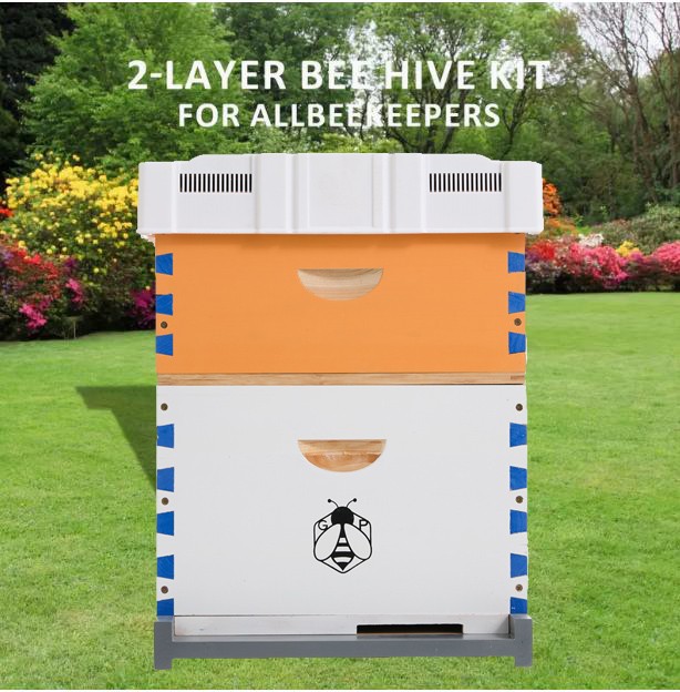 3 Layer Bee Hive Langstroth Kit 10 Deep & 20 Medium Frames Painting Baked finish