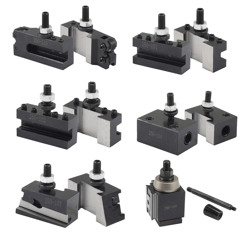 AXA Size 250-100 Set Piston Type Quick Change Tool Post Set for Lathe 6- 12" USA