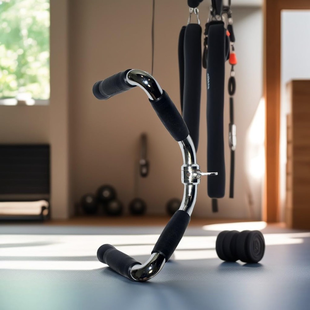LAT Cable Machine Attachment Versatile Tricep Curl Pulldown Bar with Revolvin...