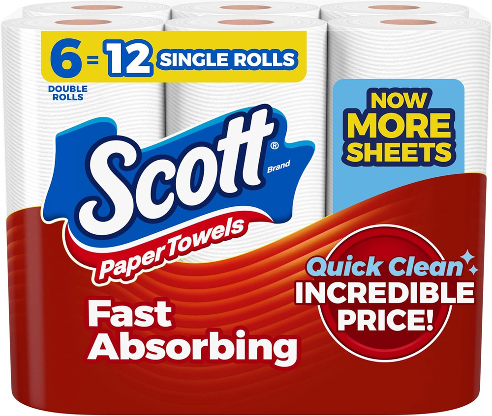 Scott Choose-A-Sheet Paper Towels, 6 Double Rolls, 108 Sheets per Roll