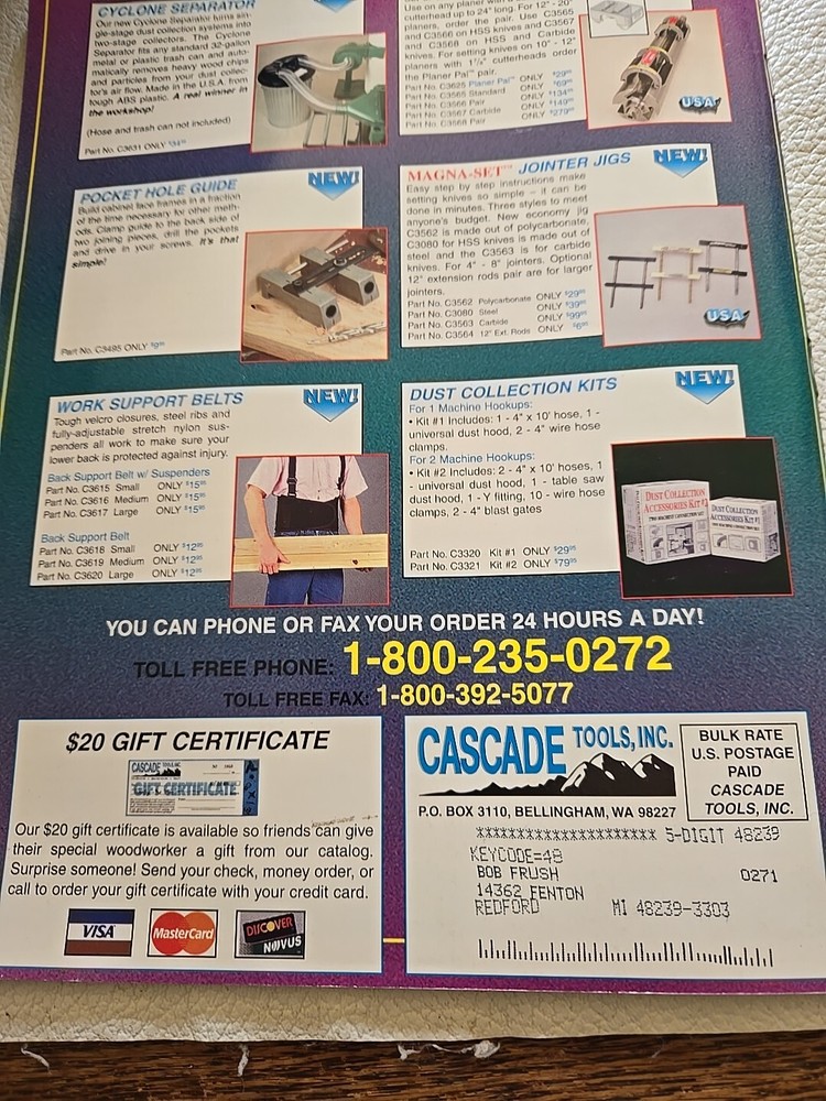 Cascade Tools Hardware Catalog 1995 Vintage Includes Price Sheet & Envelope