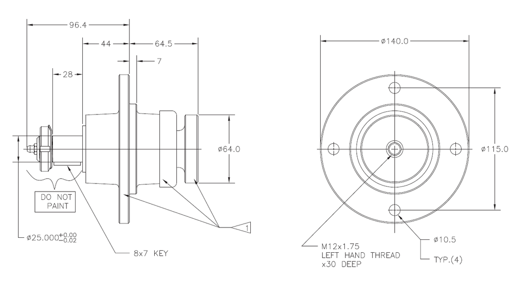 Finish mower Spindle, Lowey, Hull, Hardee, ITG 01-252