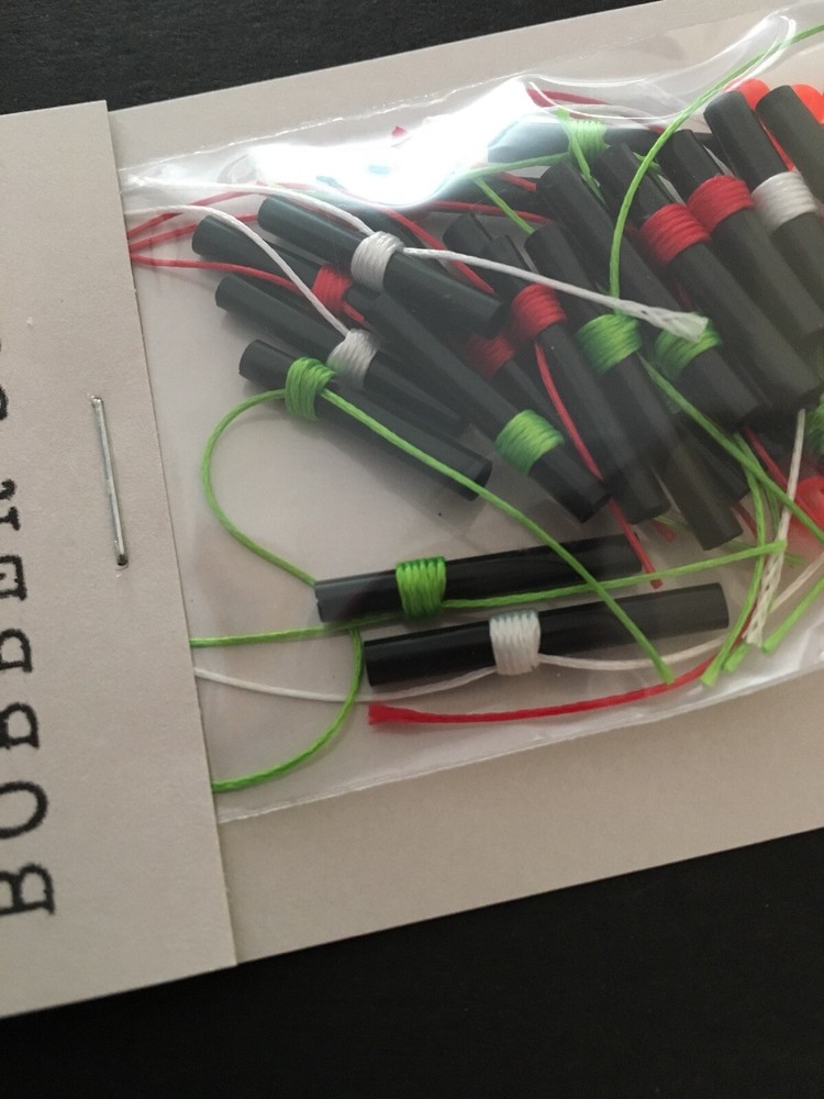 Bobber Stops 25 Pack String Slip-Knots with Beads Red Green White Assorted New