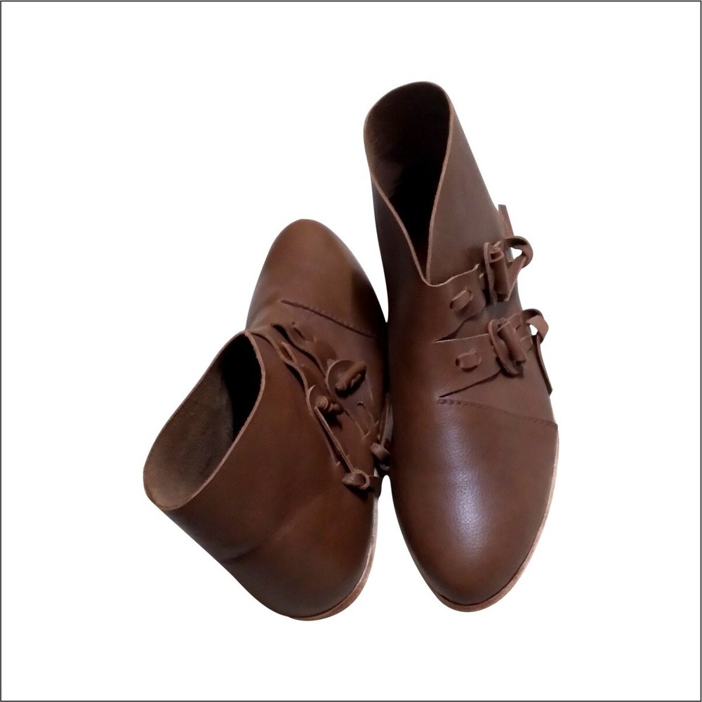 Viking leather two button up boot pair Leather boot footwear pair new