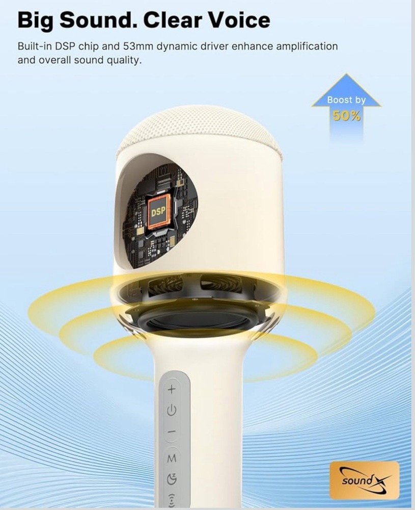 Wireless Bluetooth Karaoke Microphone with Dynamic Lights