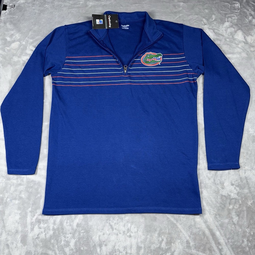 NEW Captivating Medium Quarter Zip Pullover Mens Blue Florida Gators Striped