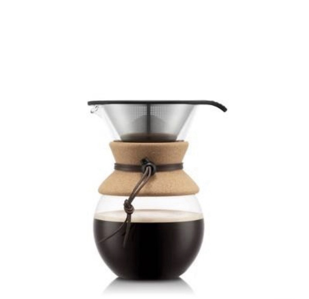 BODUM 8-Cup Glass & Cork Pour Over Coffee Maker with Permanent Reusable Filter
