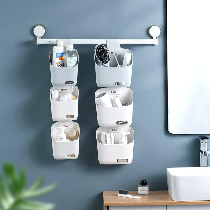 Plastic Hanging Basket Kitchen Storage Basket, with Large-2 Pack, Grey