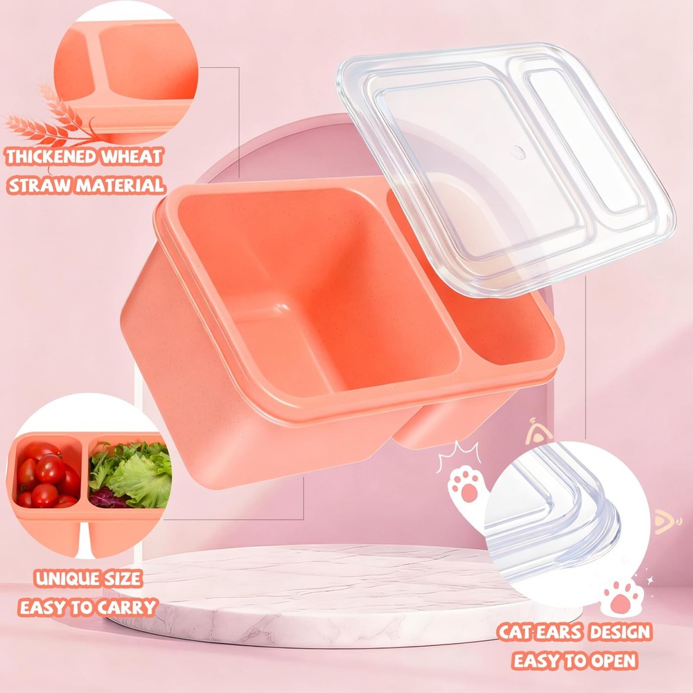 6 Pack Snackle Box Container for Meal Prep, 2 Compartment Small Reusable Lunc...