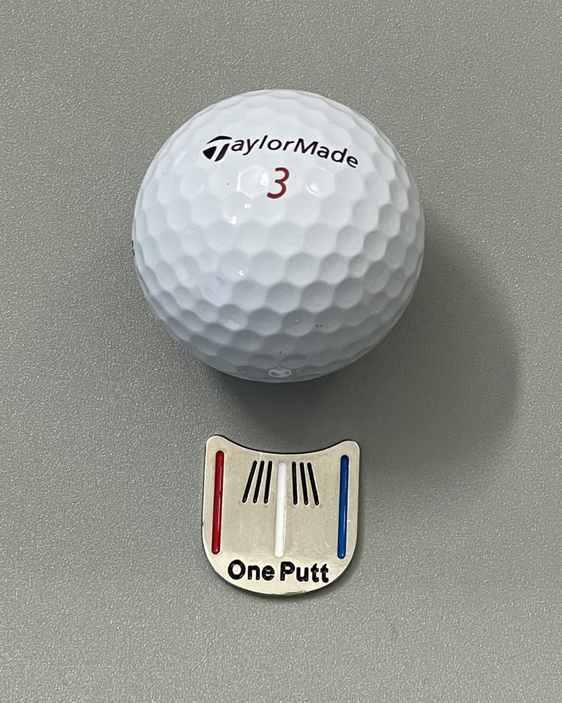 One Putt Golf Small Gold Putting Alignment Aiming Tool Ball Marker