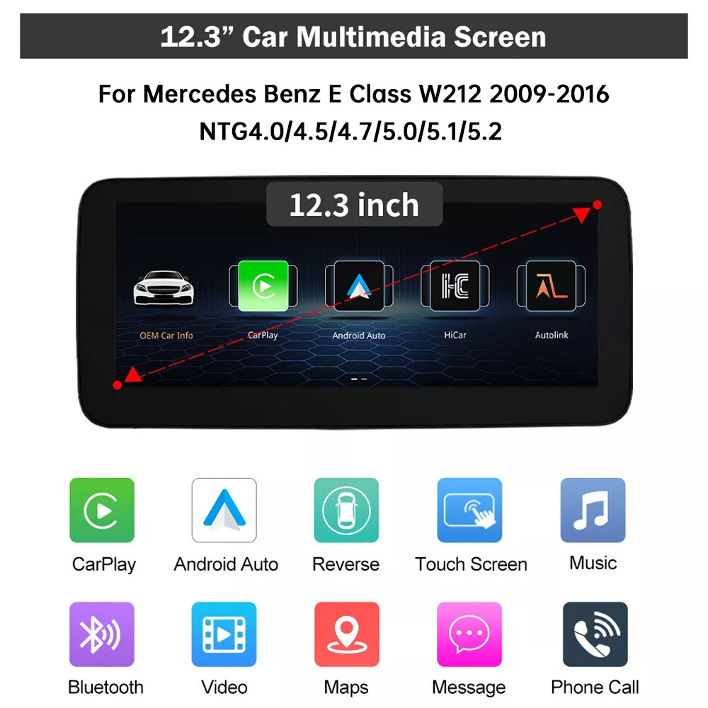 12.3'' Wireless Carplay Touch Screen AndroidAuto For Benz E Class W212 2009-2016
