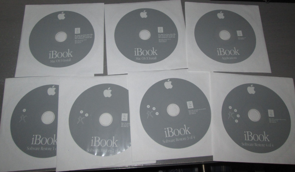 Apple iBook Software Restore Application Mac OS Discs 7 Vintage