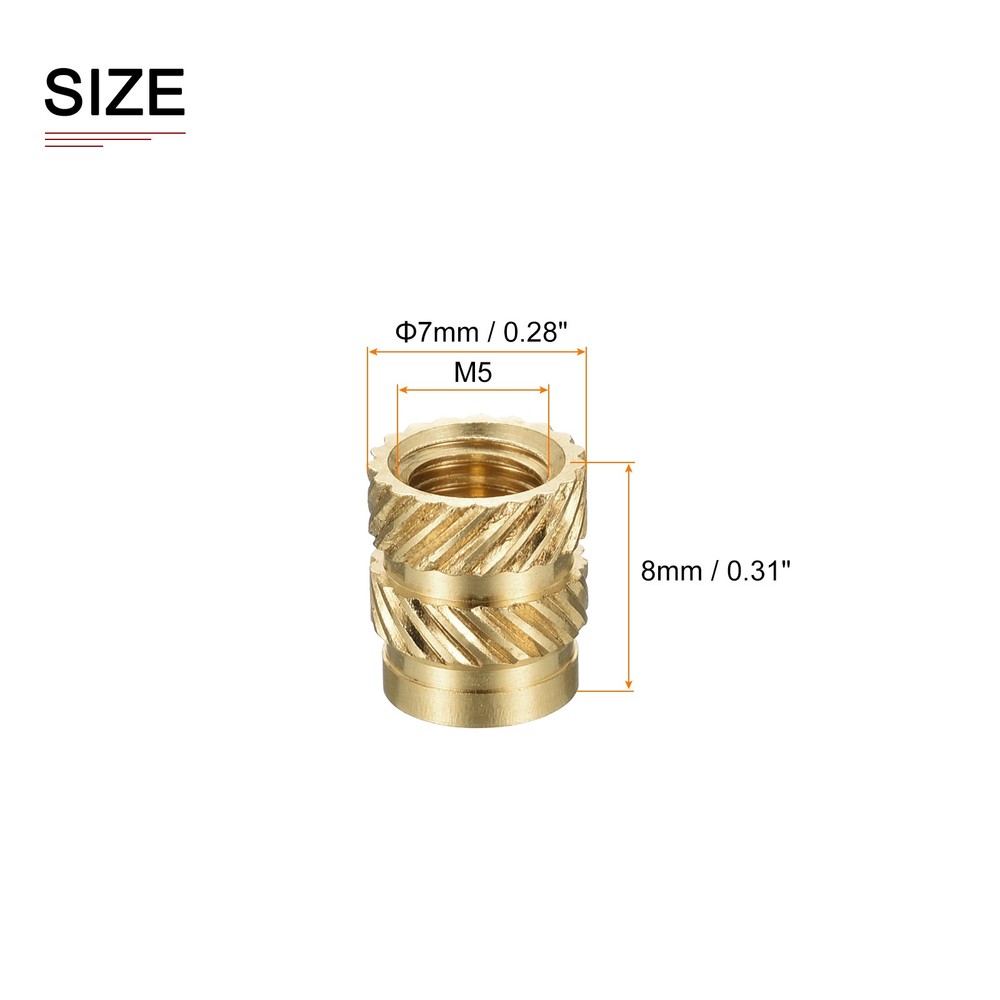 60 Pack M5x8mmx7mm Knurled Insert Nuts Good for Plastic Shells