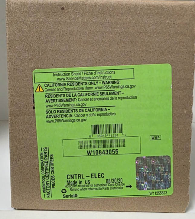 Genuine OEM Whirlpool Refrigerator Control Board W10843055 New