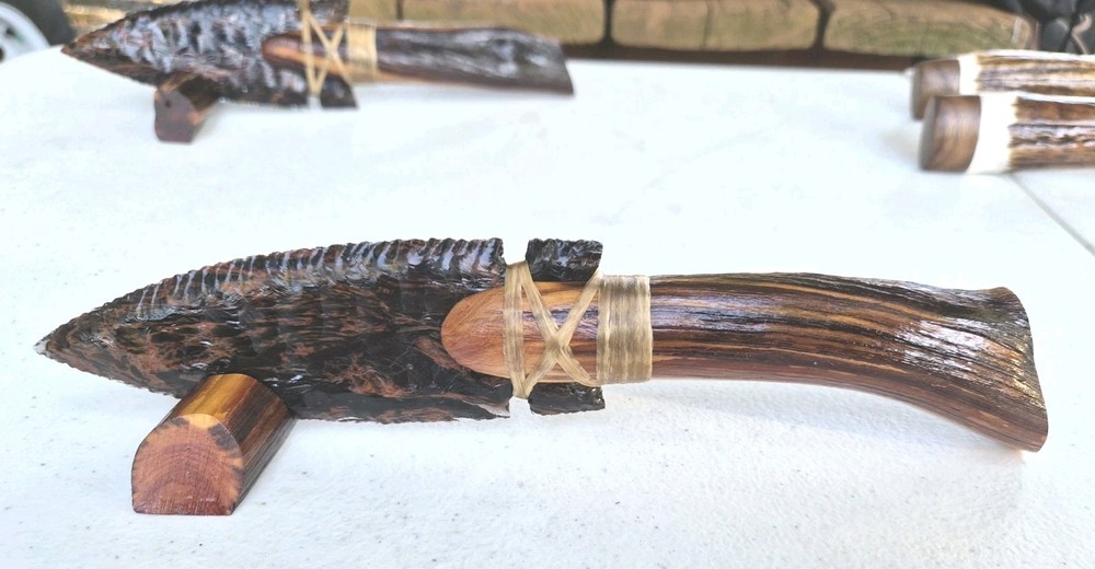 Triple Flow Obsidian Knifes, Flint Knapping, ENTIRE COLLECTION !
