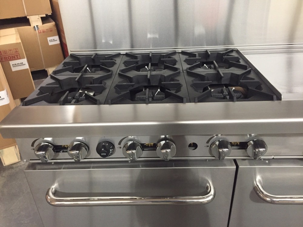 60” Range With Griddle 24” 6 Burners 2 Full Double Size Standard Ovens Commer