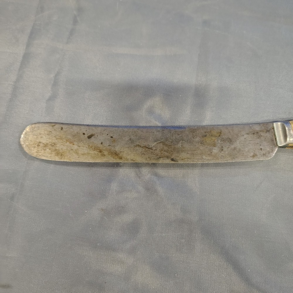 Antique Mid-Late 1800's Unmarked Bone Style Handle Knife Rounded End Very Sharp