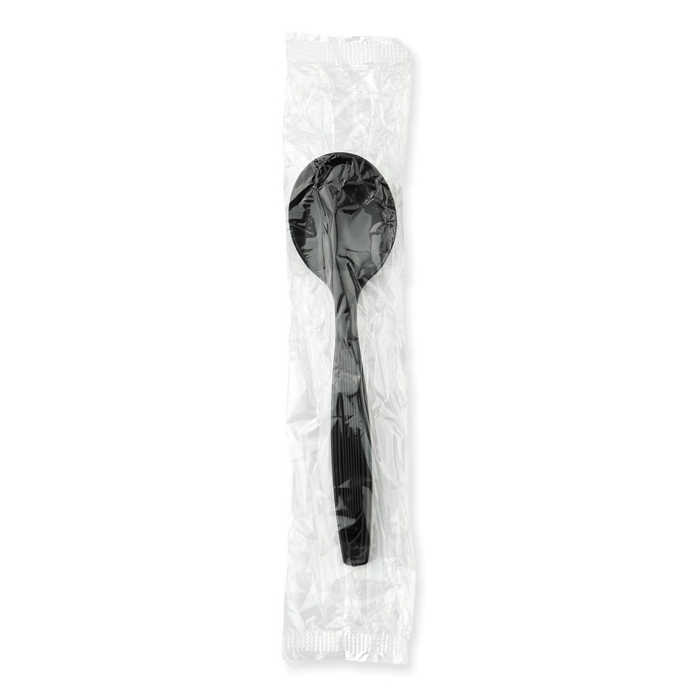 Dixie Individually Wrapped Spoons, Plastic, Black, 1000/Carton