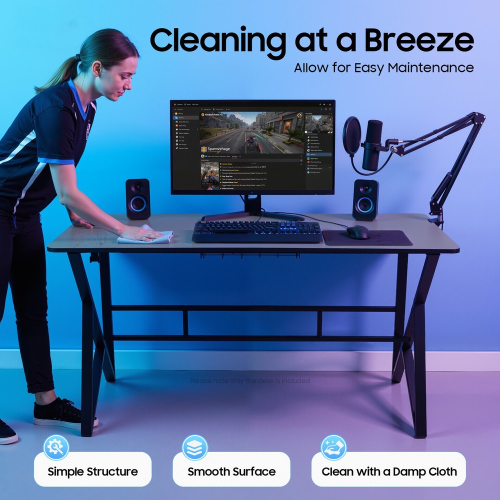 Spacious Ergonomic Computer Desk for Home Office and Gaming Setup