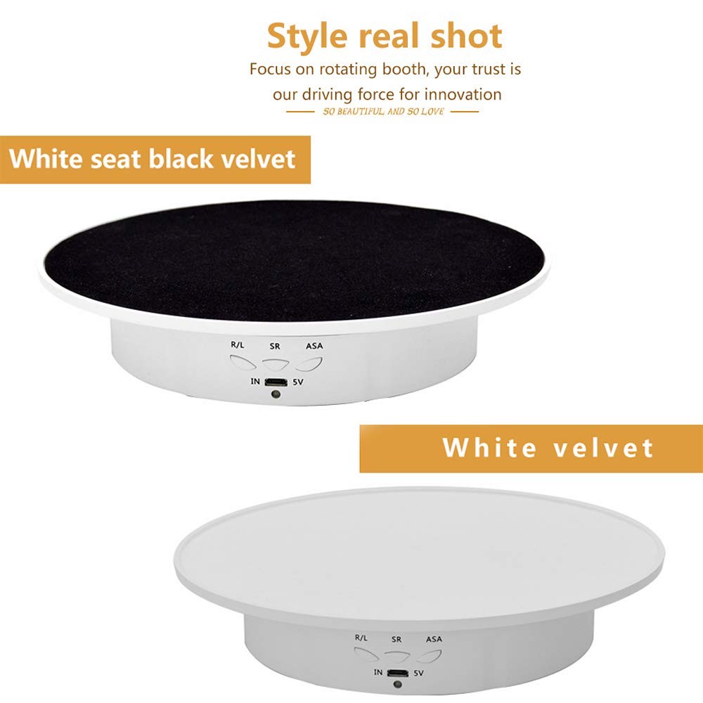 360-Degree Rotating Turntable, Rechargeable Low Noise Adjustable Smooth Rotat...