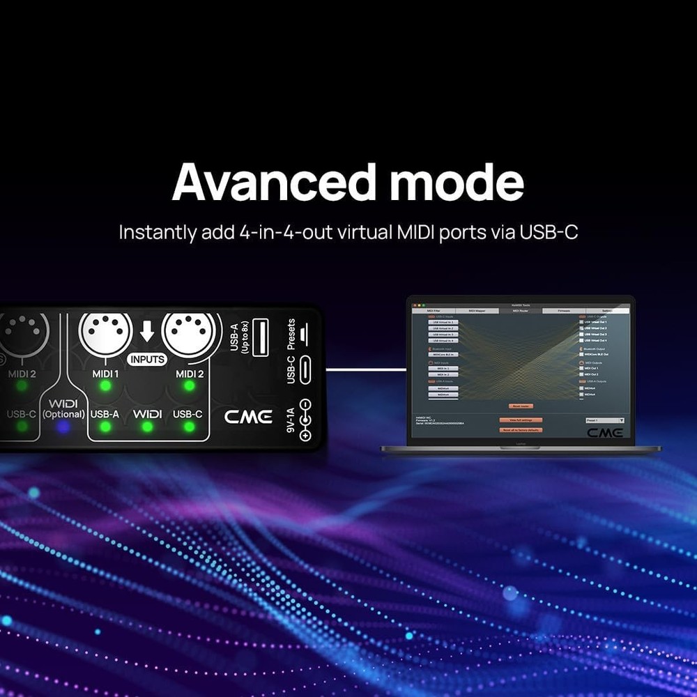 Standalone USB MIDI Host Interface With USB C 4x4 MIDI Routing Dual Power