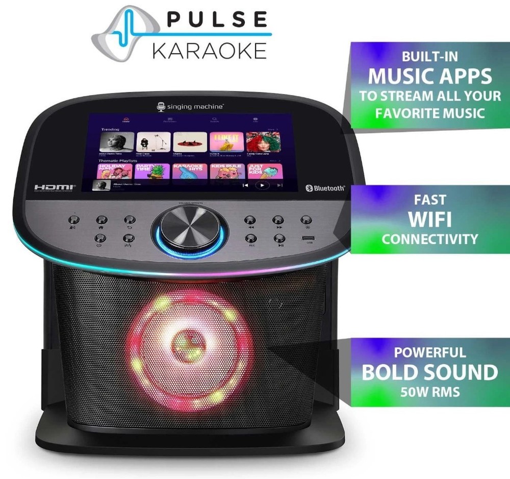 Singing Machine Pulse Premium Wi-Fi Karaoke System 10" Touchscreen Wireless Mics