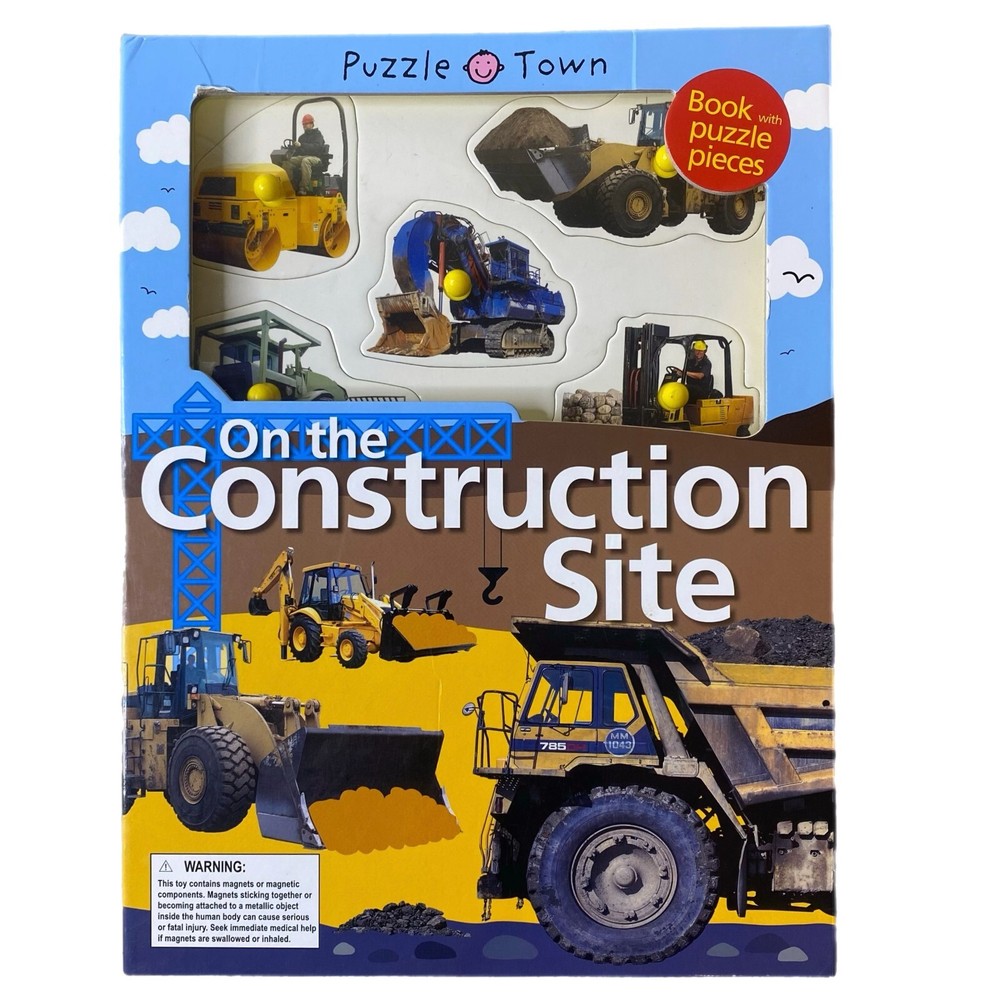 Puzzle Town "On the Construction Site" Book w/Puzzle Pieces