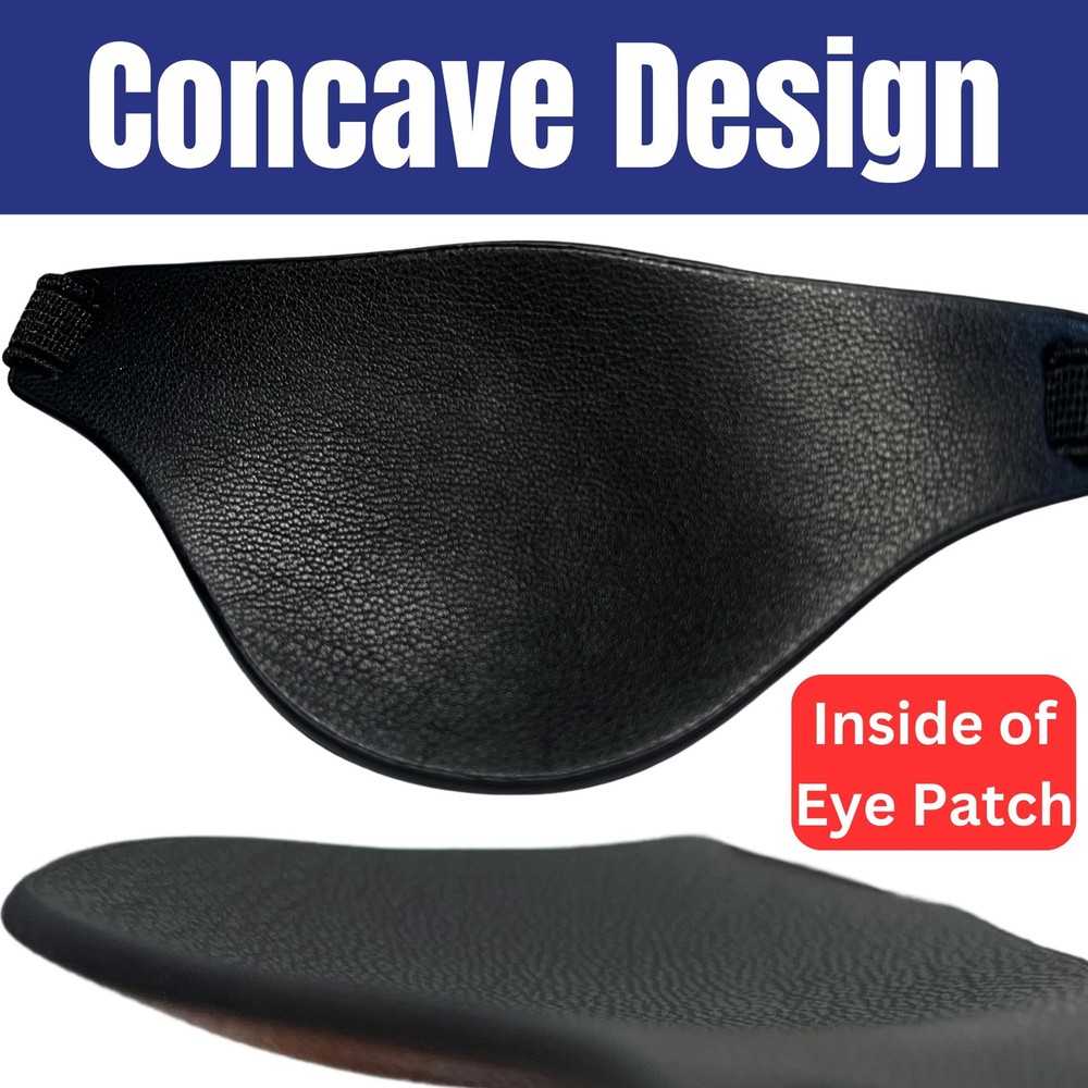 Black Leather Eye Patch with Adjustable Band and Concave Design - Comfortable...