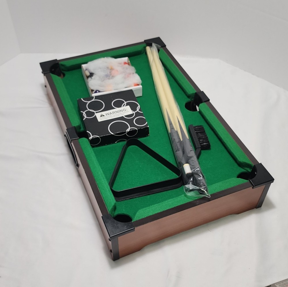 Miniature 20x12" Tabletop Billiards POOL TABLE SET Complete - USED ONCE **READ**