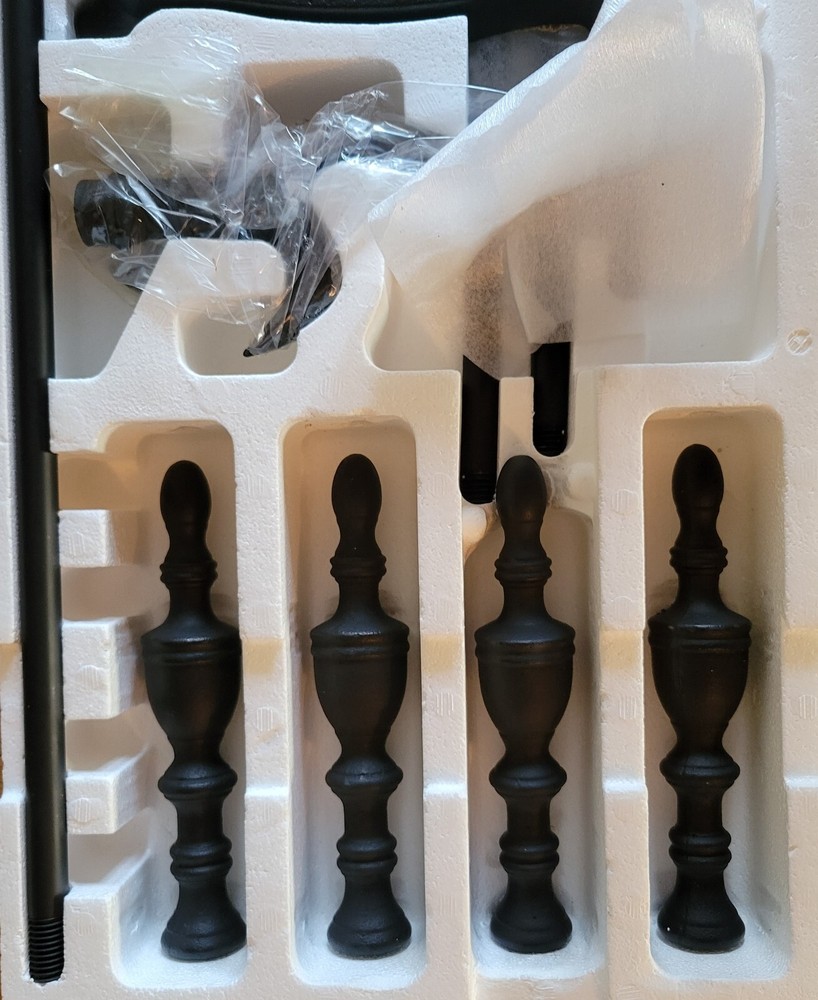 Medallion 4pc Fireplace Tools Set 34.75" Black Cast Iron Fire Place Tool Set