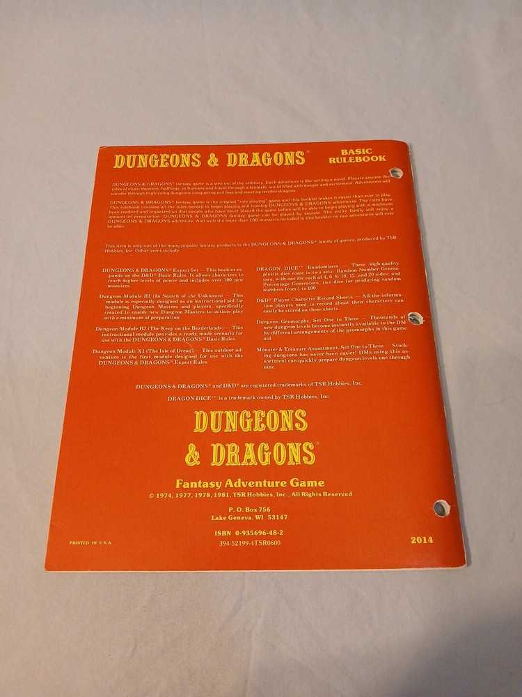 Vintage Dungeons and Dragons Basic Rulebook Very Fine Condition