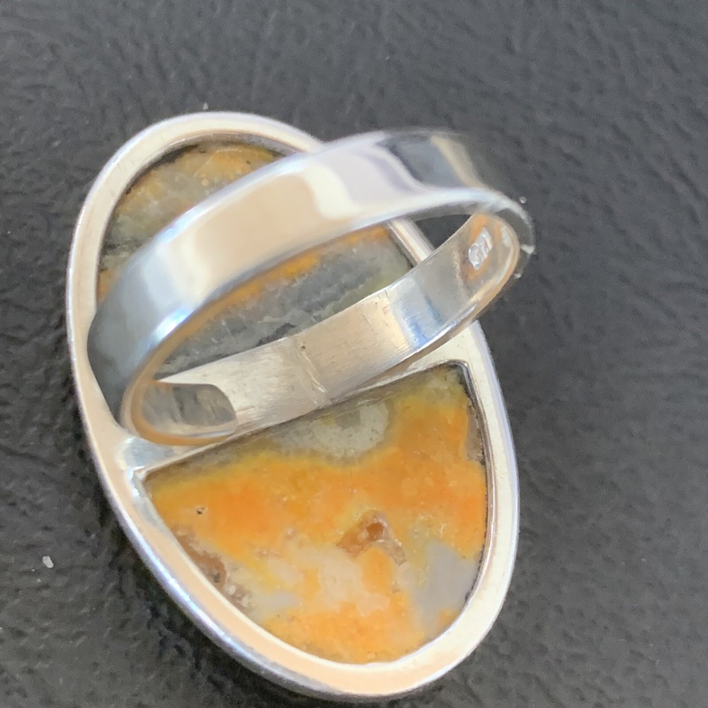 Bumble Bee Jasper Navajo Sterling Silver Ring Size 8 (Adjustable) 11542