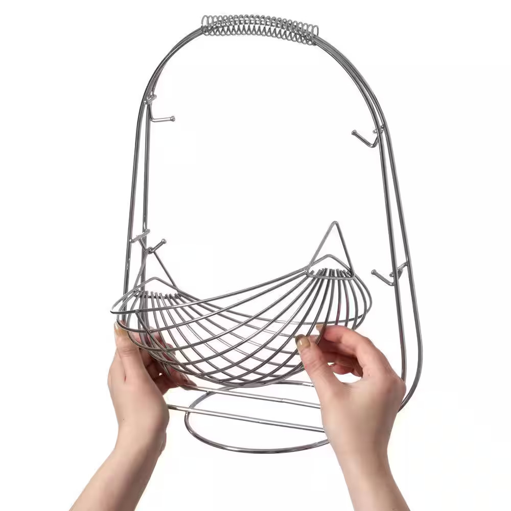 2 Tier Fruit Swing Basket for Kitchen, Detachable Countertop Vegetables Storage