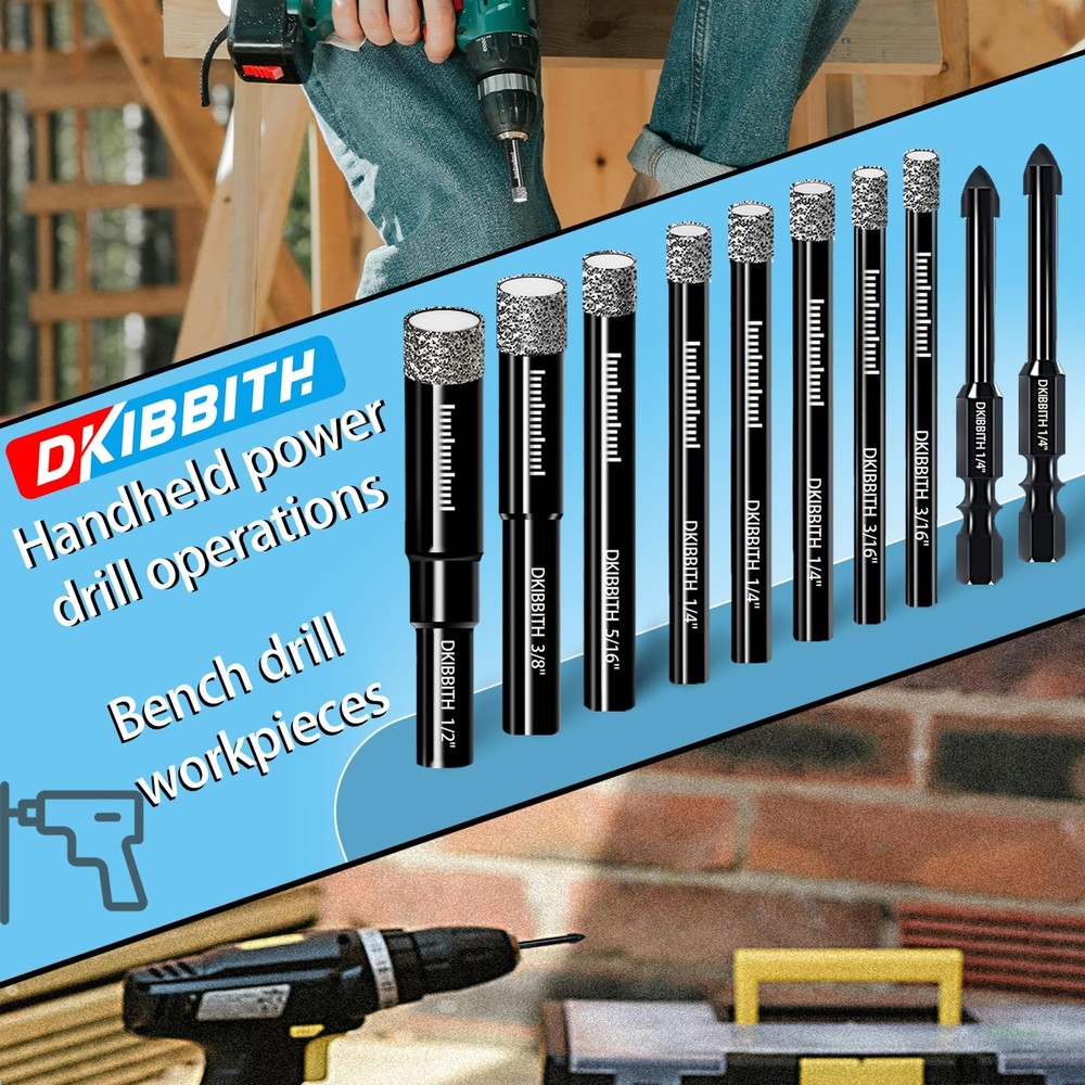 DKIBBITH 10 Pack Dry Diamond Drill Bits & Tile 10 Pcs Bit