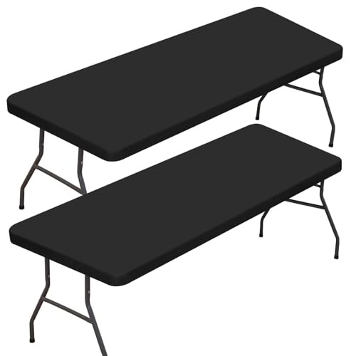 2 Pack Rectangle Fitted Table Covers for 6 Rectangular 30" x 72" (2Pack) Black