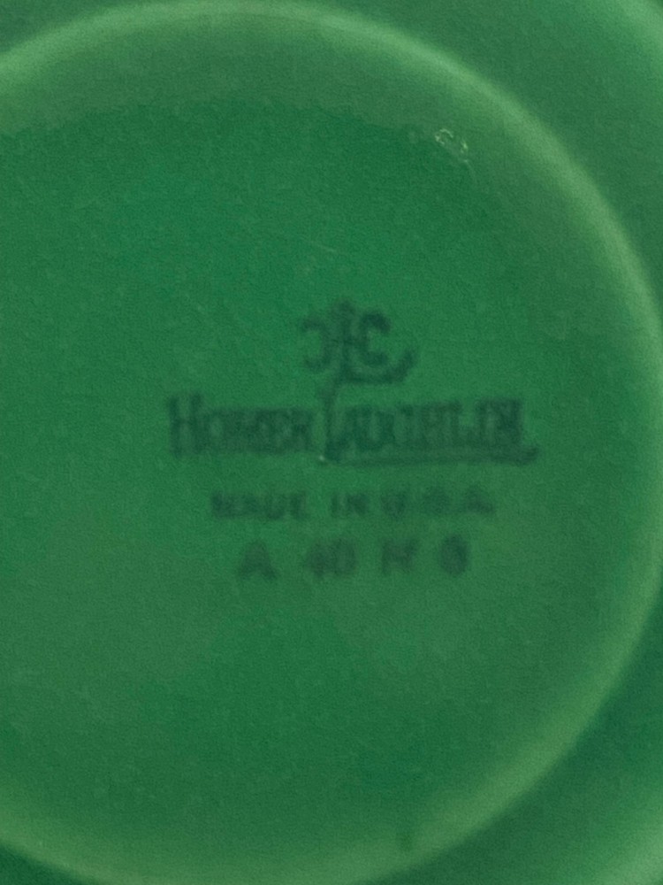 1930s Homer Laughlin Solid Green Marigold Small 6" Saucers