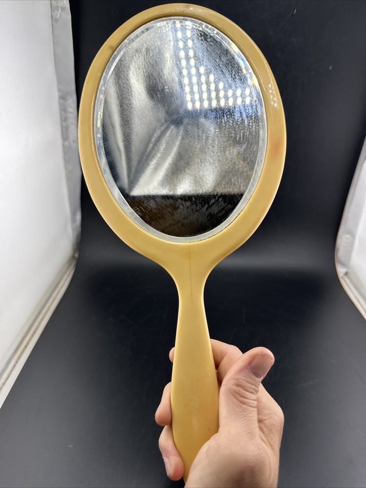 Vintage Oval Beveled Double Sided Vanity Hand Mirror 14"