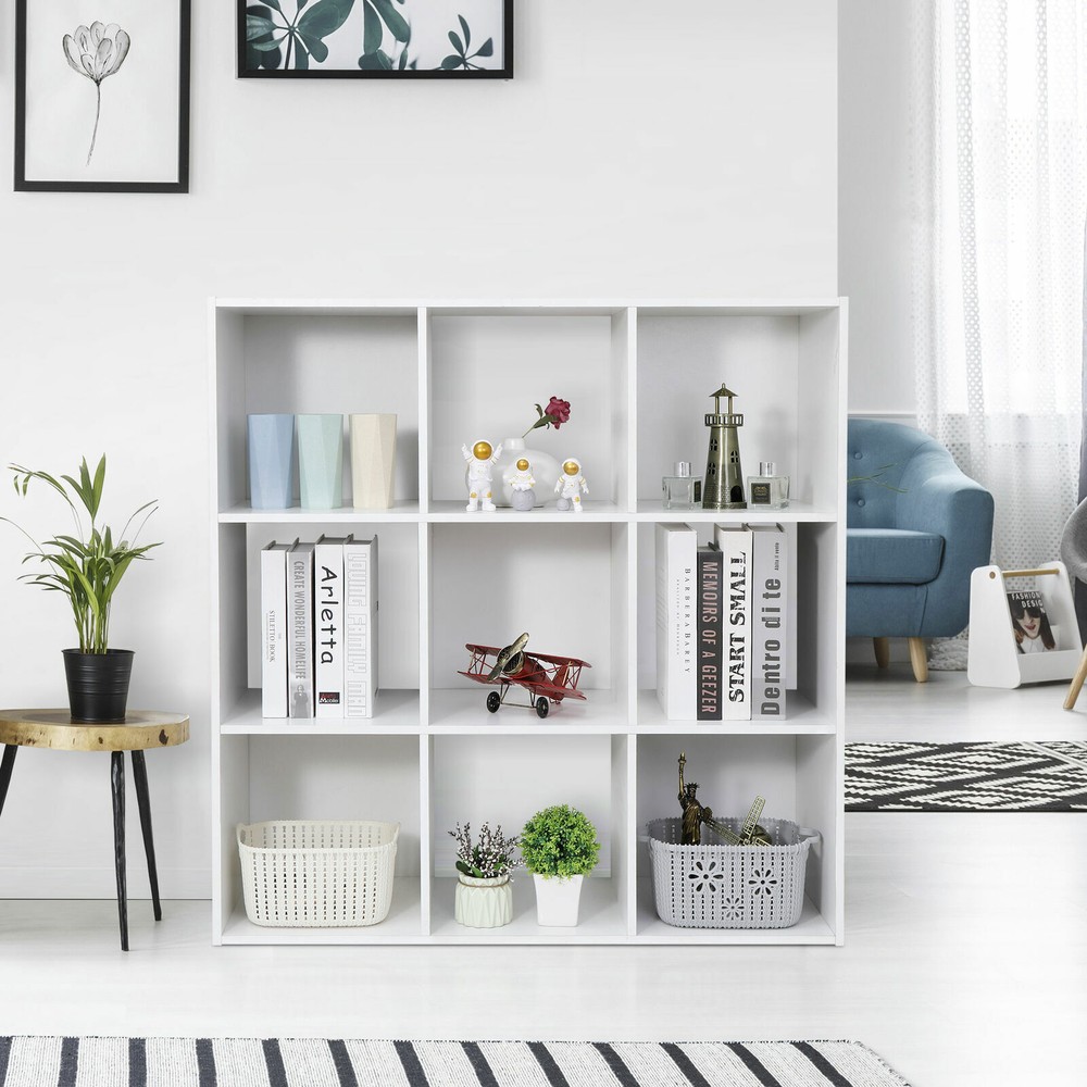 9-Cube Storage Closet Cube Organizer Bookcase Shelving Home Office White