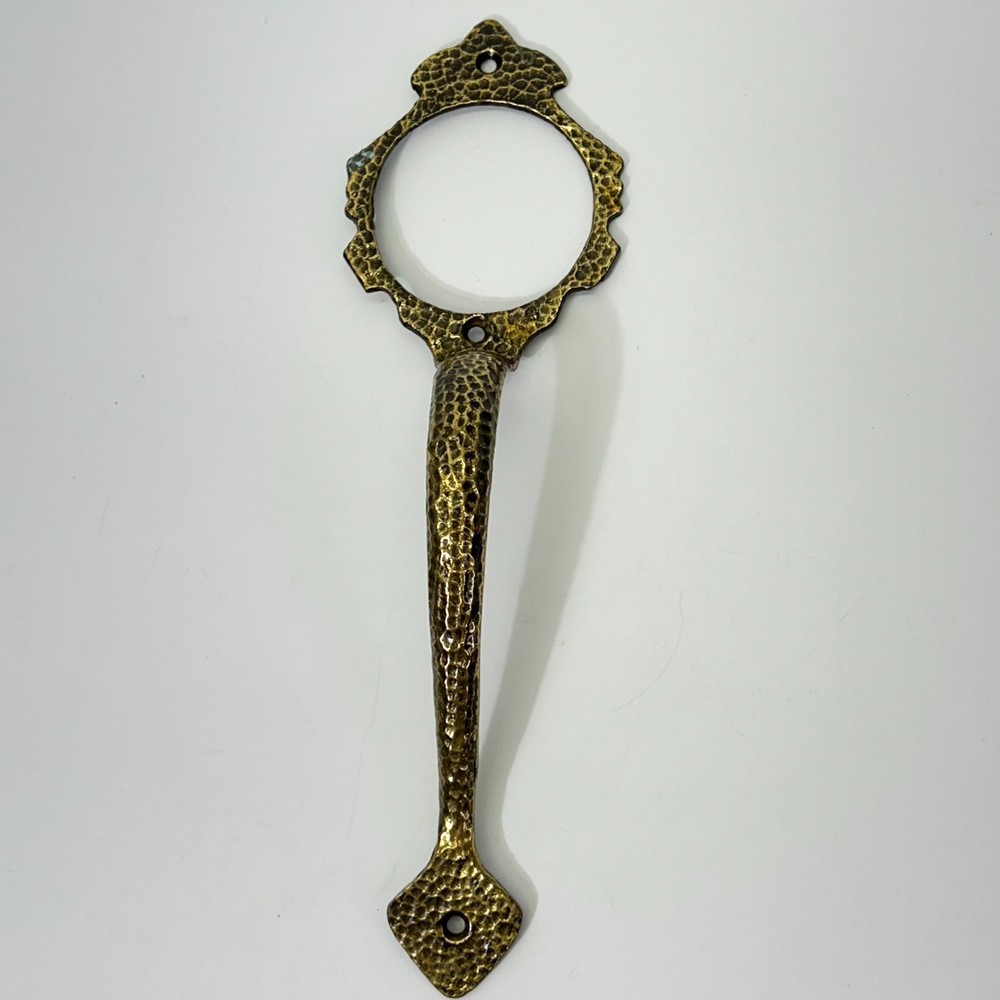 Vintage Brass Hammered Door Handle Textured Pull Hardware Deadbolt Hole